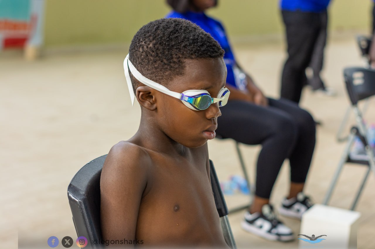 Very young Legon Sharks athlete in mirror goggles