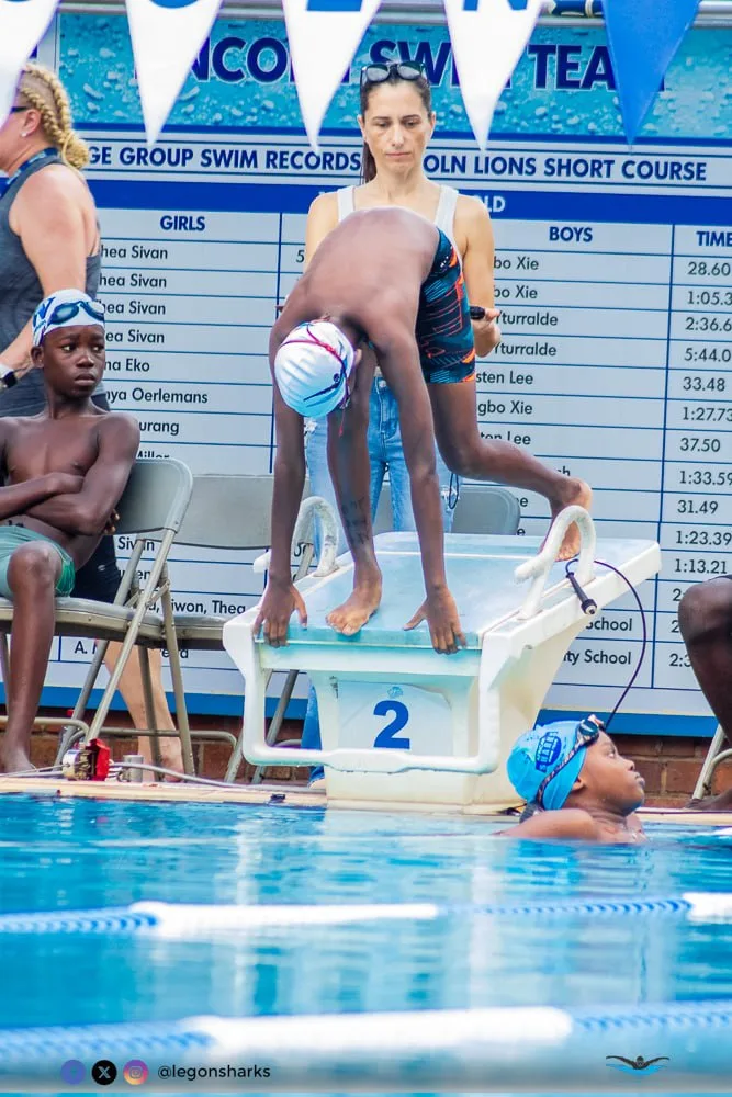 Swimmer on the starting block