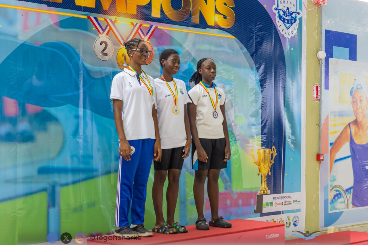 Girls podium Ghana Swim League