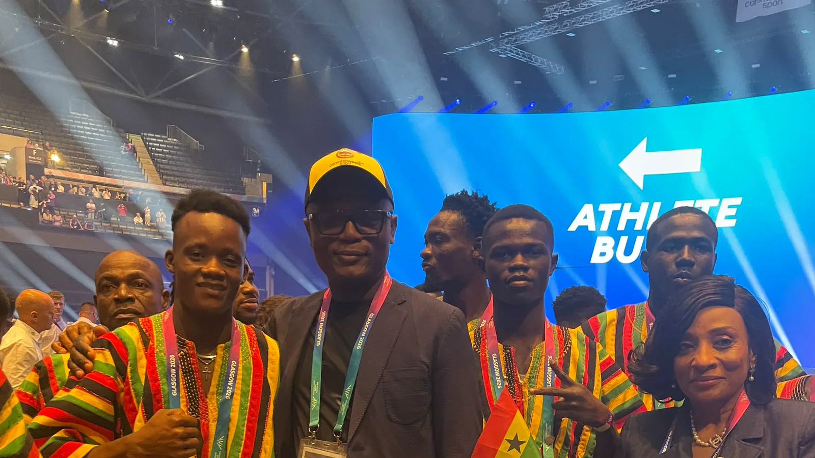 Promise Aheto with members of the Ghana delegation at Glasgow 2026