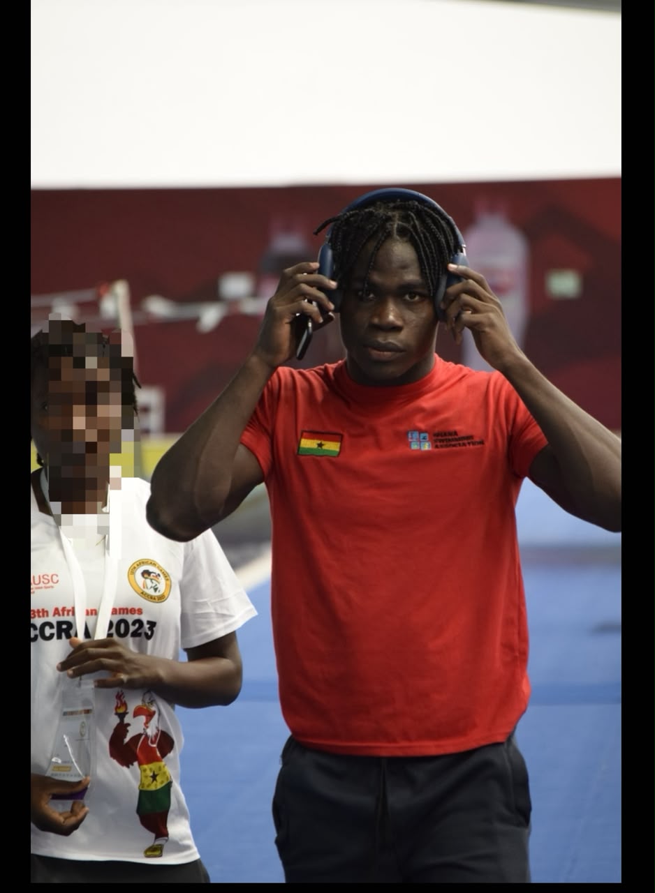 Christian Nii Nortey wearing Ghana Swimming Association kit at the 13th African Games Accra 2023